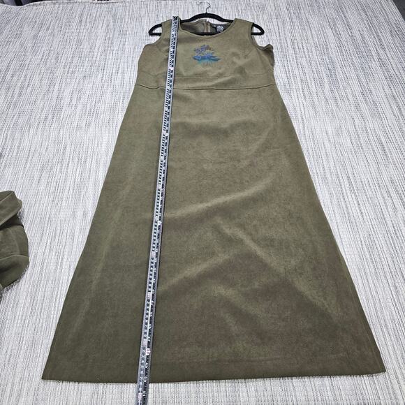 Vintage 90s Positive Attitude Womens 14 Petite Green Fall Maxi Dress Jacket Set - Picture 7 of 14